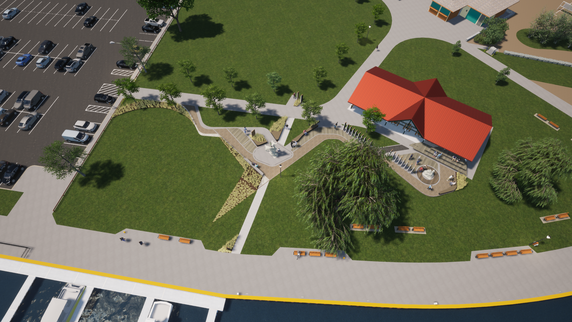 Artist rendition of the Neil Peart memorial, detailing paths and other features