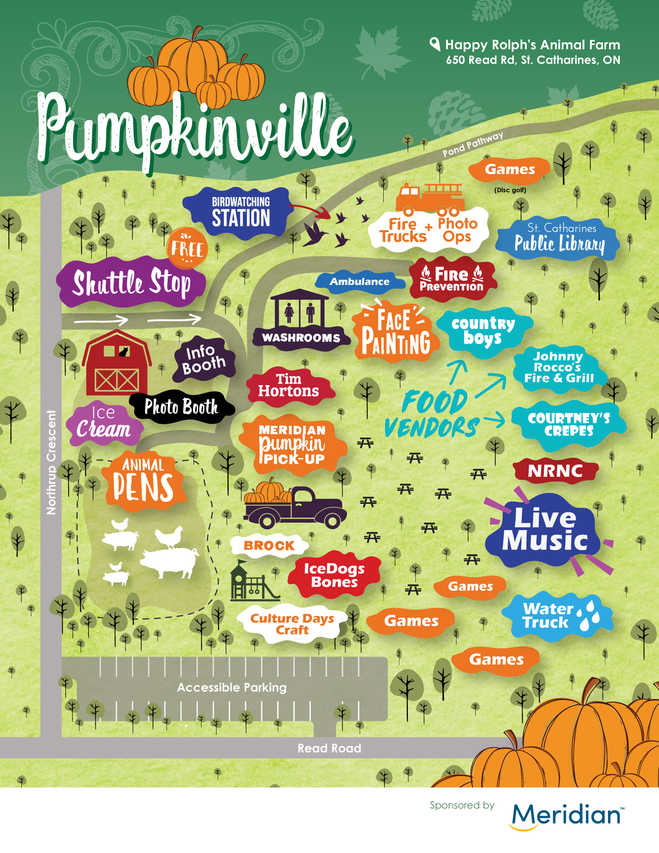 A map of pumpkinville festivities