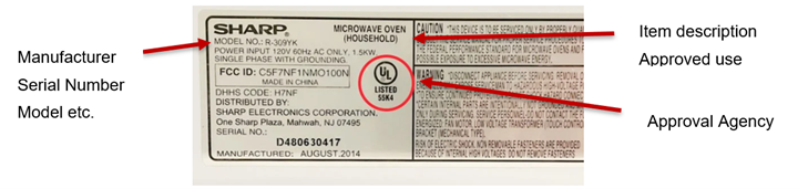 Appliance approved for use in Canada
