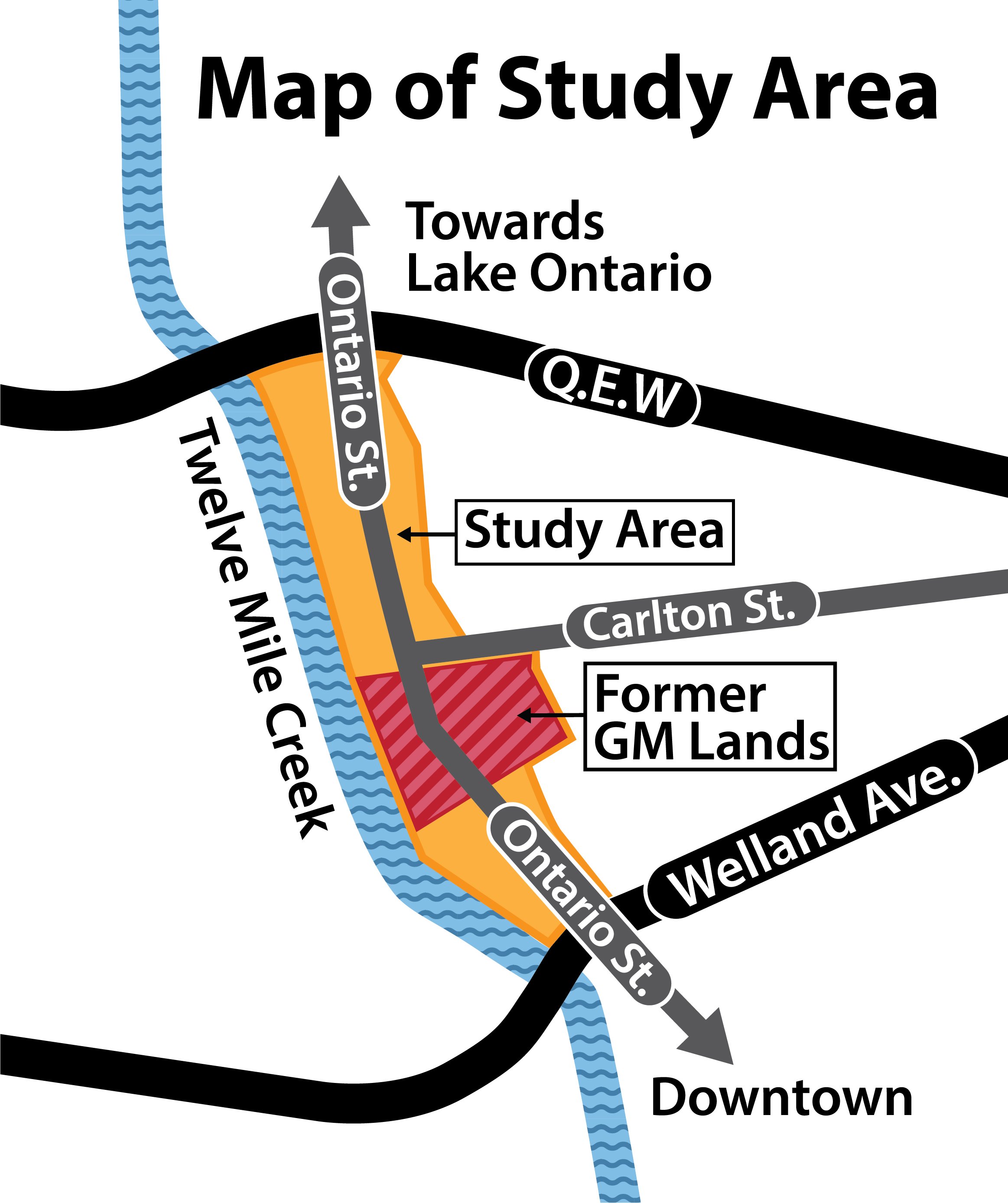 Map outlining area of the Ontario Street Corridor Study 