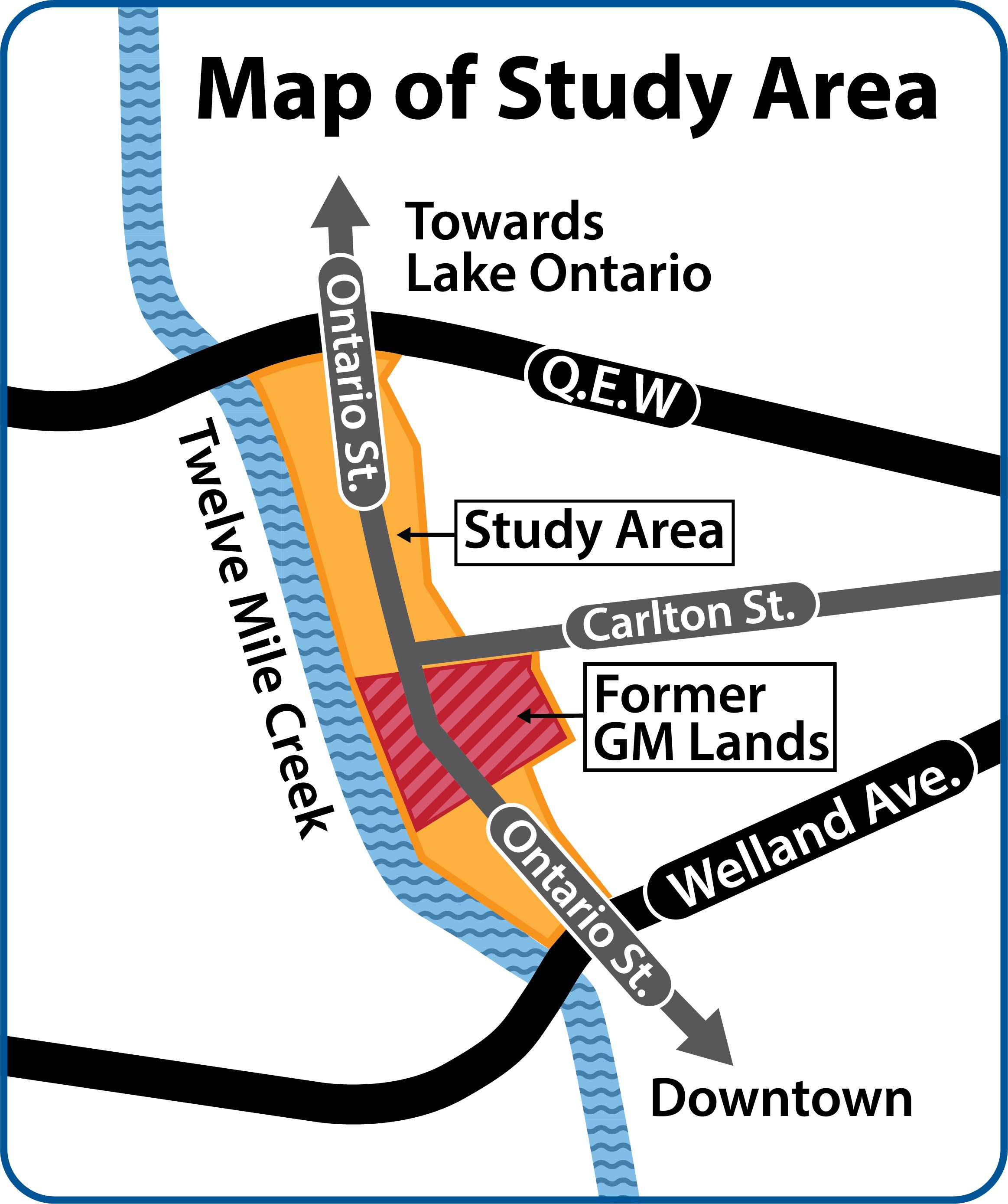 Ontario Street Corridor Secondary Plan Study area map