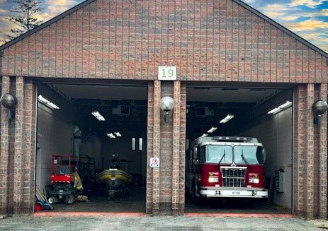 Fire station and truck at 19 Brock Street