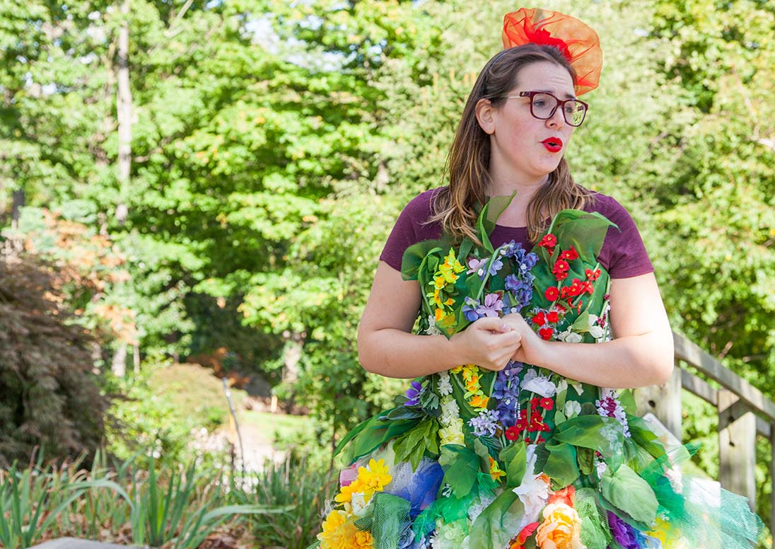 Woman in a colourful dress during a recent year's Culture Days event.