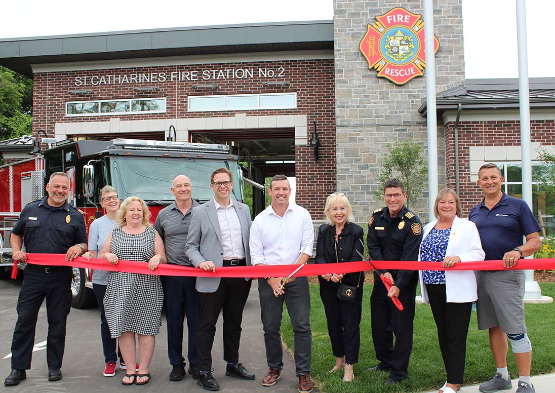 Ribbon cutting at official opening July 8, 2025 of Fire Station 2