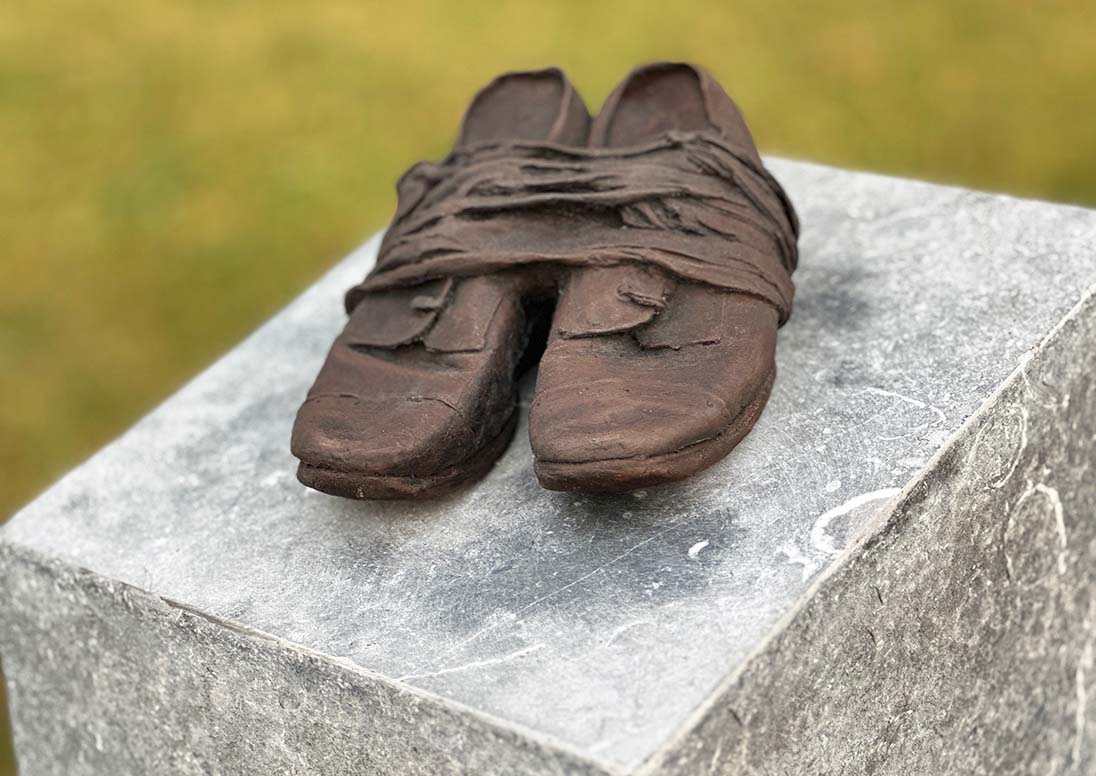 Bronze Shoes in the Irish Global Famine Way installation at St. Catharines Museum and Welland Canals Centre.