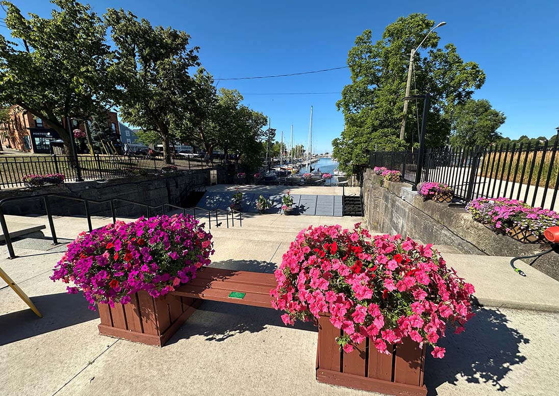 Outdoor community space at 45 Lakeport Rd. now called Old Lock One Commons