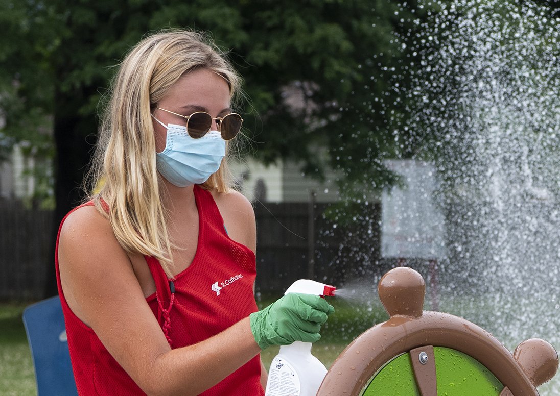 lifeguard wearing a mask