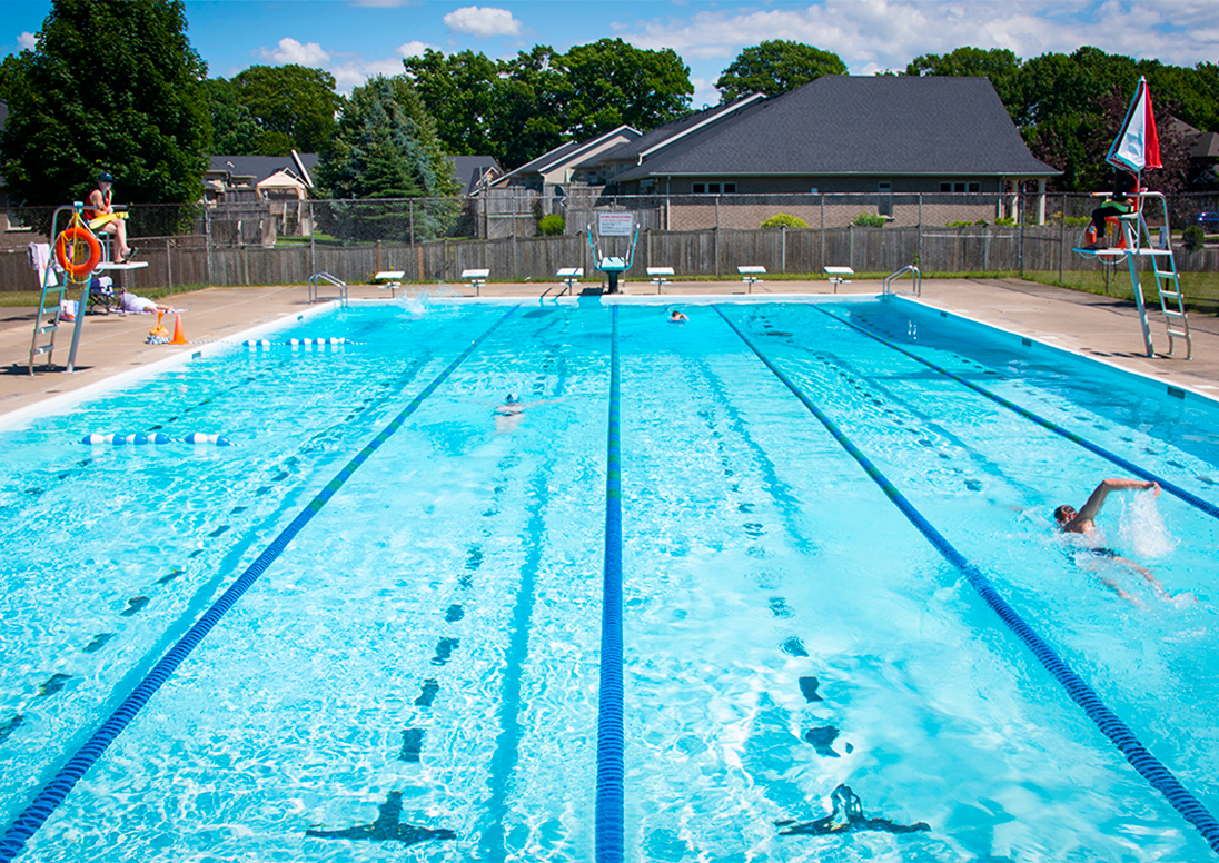 Outdoor pool in summer