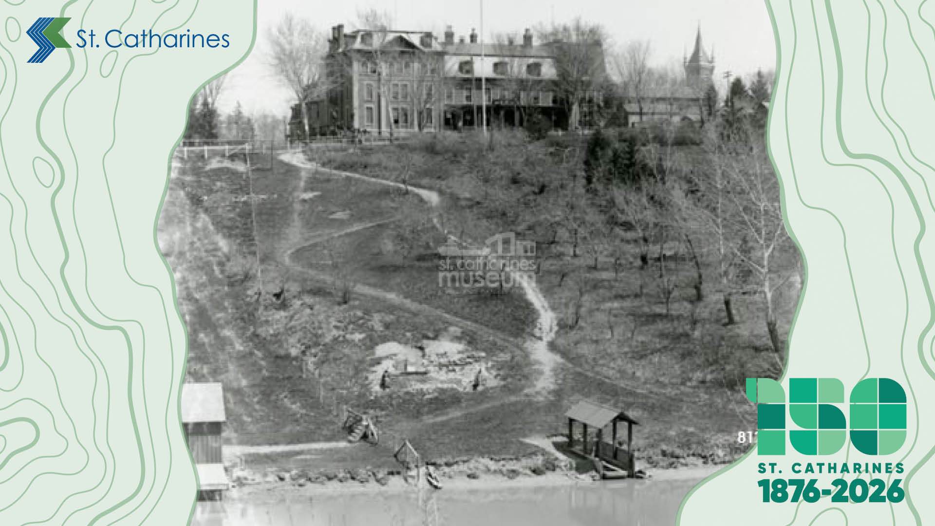 The Springbank Hotel, looking from the west side of  Twelve Mile Creek sometime around 1890. (8129-N)