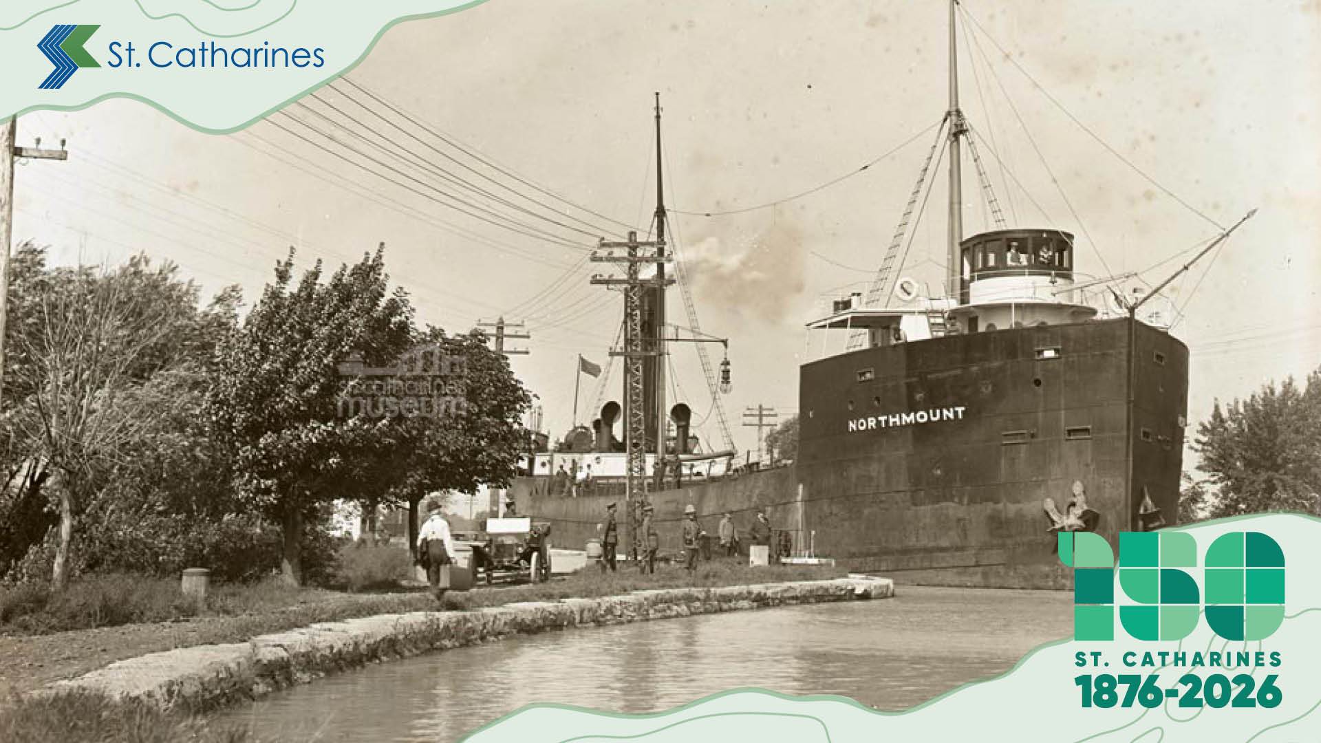The Northmount as it passes through the Third Welland Canal in 1916.