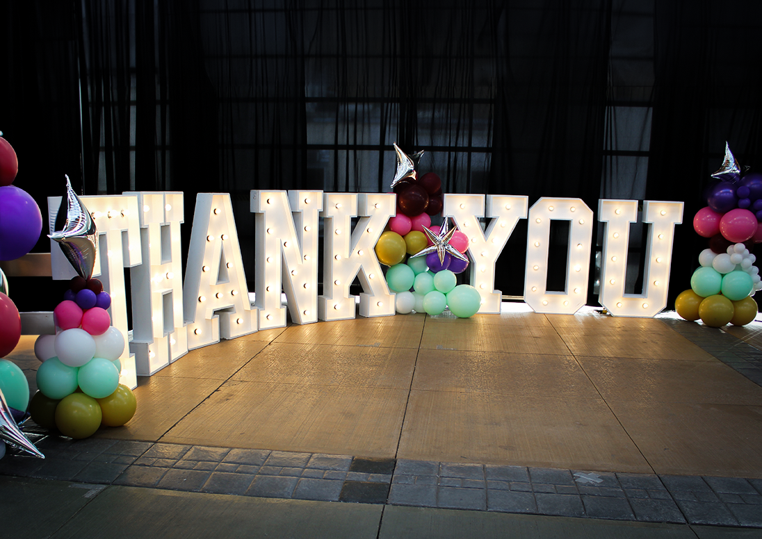 A Thank You sign display at the Volunteer Recognition Awards reception.