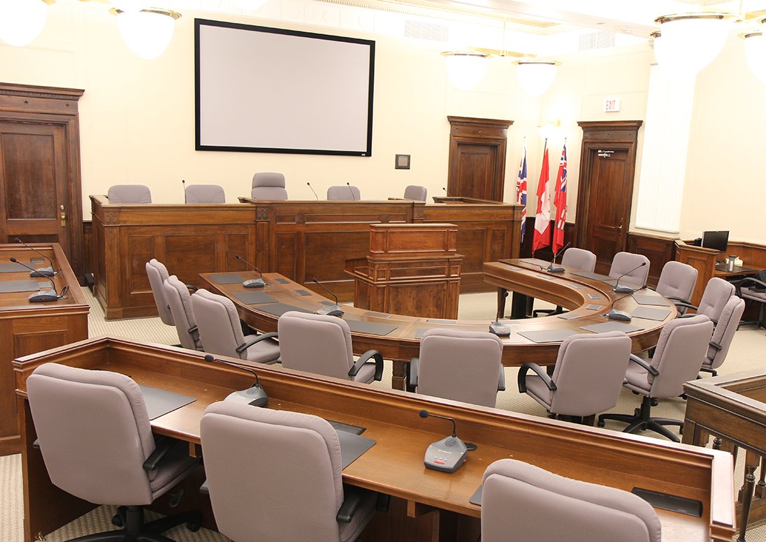 Empty City Council chambers at St. Catharines City Hall