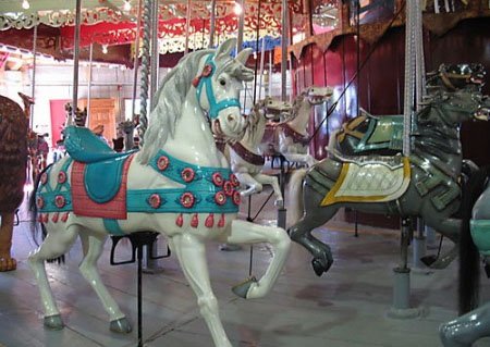 One of the horses on the carousel at Lakeside Park