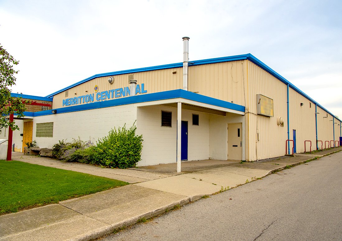 Exterior of the Merritton Centennial Arena