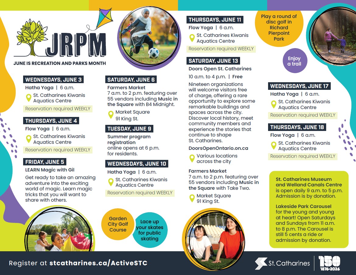 June is Recreation Month printable PDF calendar containing dates and activities