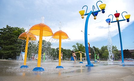 Splash pad on a sunny day